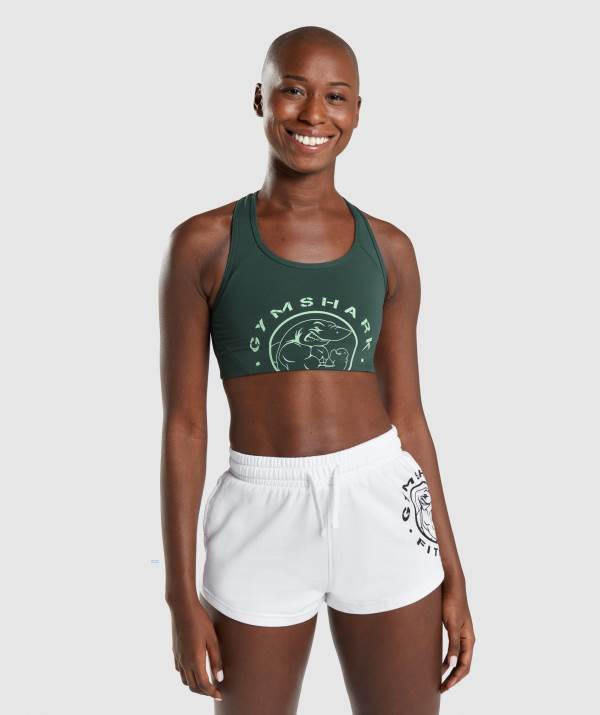 Damske Športové Podprsenky Gymshark Legacy Graphic Tmavo Zelene | BI9324687
